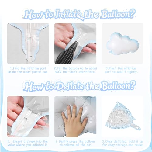 Biapian Large Cloud Balloons Set, 6 Pcs 30 Inch White Clouds Foil Balloons, Helium & Air Cloud Party Decorations for Girls Boys Baby Shower, Birthday, Wedding, Blue Sky Theme Supplies - style: Clouds