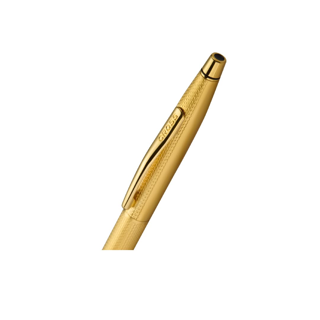 Cross Classic Century 23KT Gold Plated Engraved Diamond Pattern Ballpoint Pen - Refillable Pen for Effortless Writing - Black Ink - Durable Construction - Premier Distinctive Look - Gift Ready