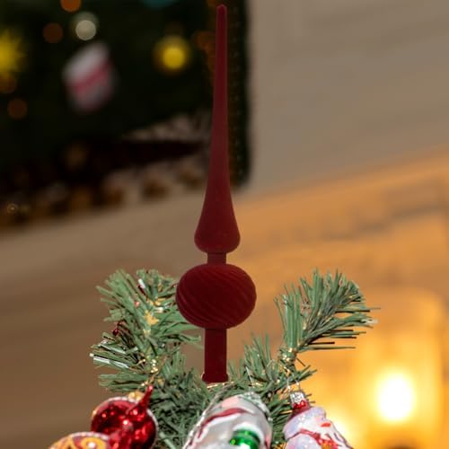 Sumind 11" Christmas Finial Tree Topper Vintage Burgundy Velvet Ornament