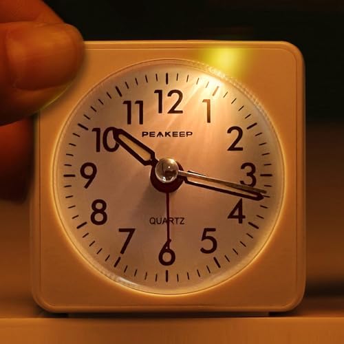 Peakeep Ultra Small, Battery Travel Alarm Clock with Snooze and Light
