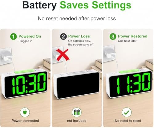 DreamSky Small Digital Alarm Clock with Night Light for Kids Bedroom | RGB Desk Clock with Large Numbers for Teens Boys, Brightness Dimmer, Adjustable Alarm Volume, USB Port, USB-C Adapter Powered
