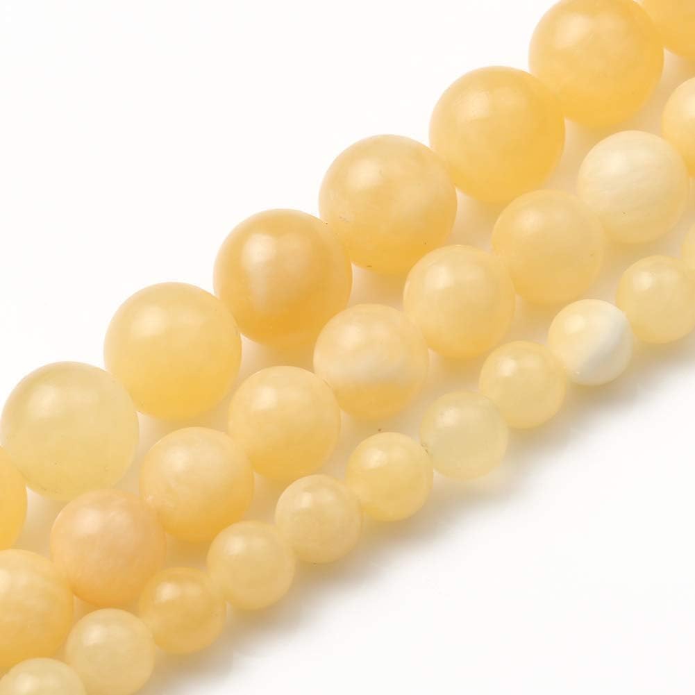 Yochus 45pcs Yellow Jade Beads,8mm Healing Power Natural Stone Round Loose Beads for Jewelry Making Earring Necklace DIY Crafts