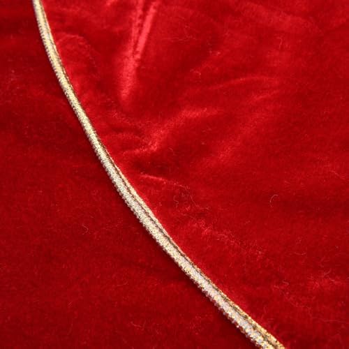 Christmas Velvet Tree Skirt, 48 inches Large Fur Plush Tree Skirts, Xmas Tree Skirt for Holiday Ornaments Party Rustic Vintage Christmas Tree Decorations (Red)