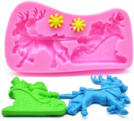 Christmas Silicone Baking DIY Multiple Deco Cake Fond Chocolate Selected Wood These Pend Are Designed for Durability Ensu That They Can Baking Silicone (Santa Claus Sleigh Elk)