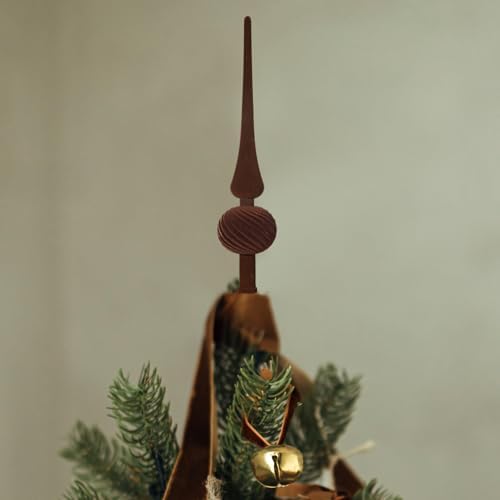 Sumind 11" Christmas Finial Tree Topper Vintage Brown Velvet Ornament