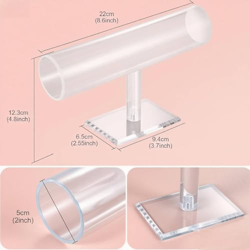 ChezMax Necklace Jewelry Display Jewelry Stand Hovering T-Bar Bracelet Holder for Home Organization - color: G-Transparent