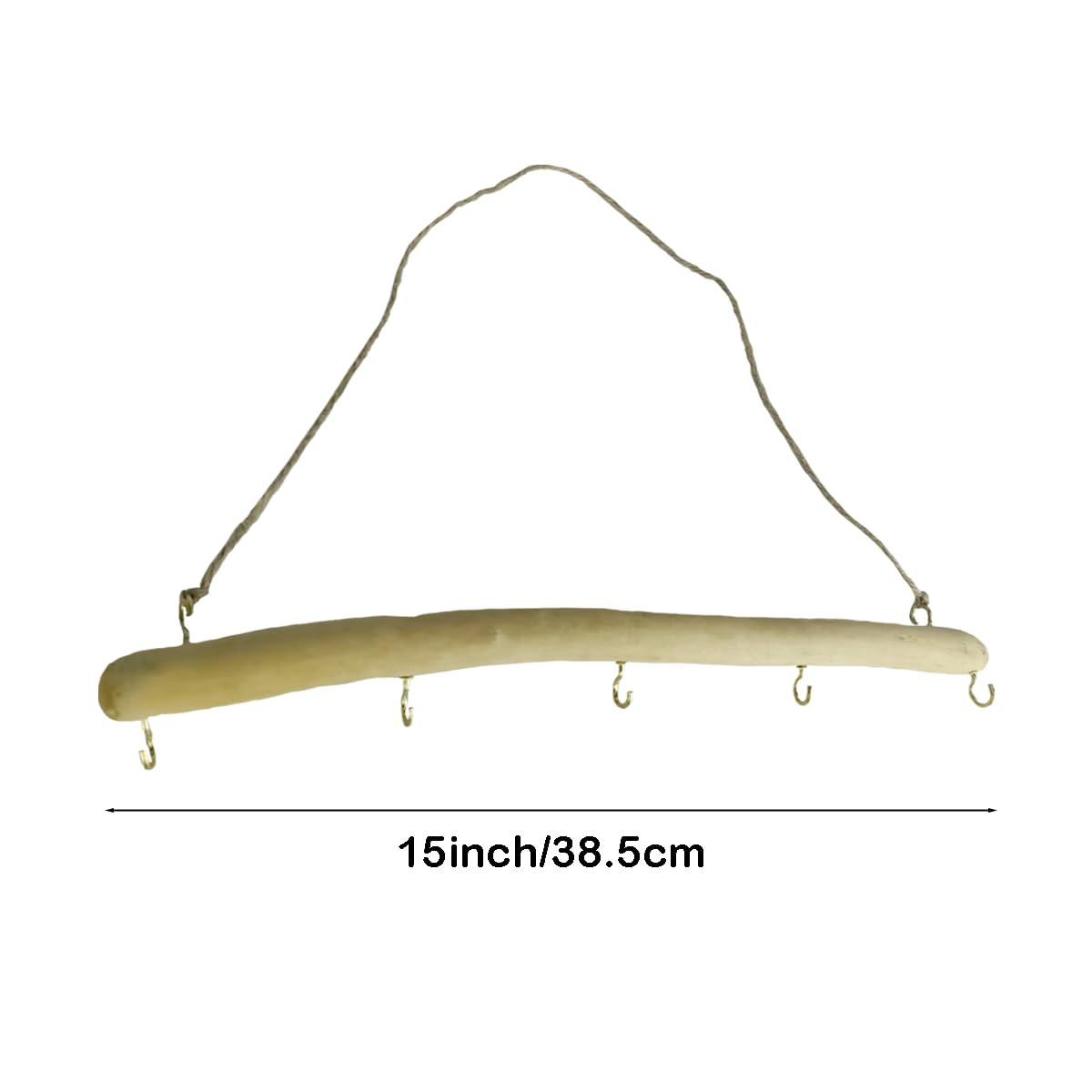 DUENYUANN 15 inch Natural Driftwood Decorative Branches Wall Hanging Jewelry Organizers with 5 Hooks Handcrafted for Crafts 2 Pieces