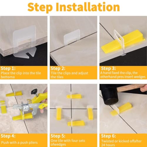 DGSL Tile Leveling System with Tile Plier - 3400-Piece Tile Spacers Clips and 200-Piece Reusable Wedges - Tile Tools Set for Stone Installation - size: 1/16 Inch * 3400 Spacers