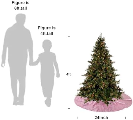 Poise3EHome Fuchsia Pink Christmas Tree Skirt, 24 Inch Sequin Tree Skirt