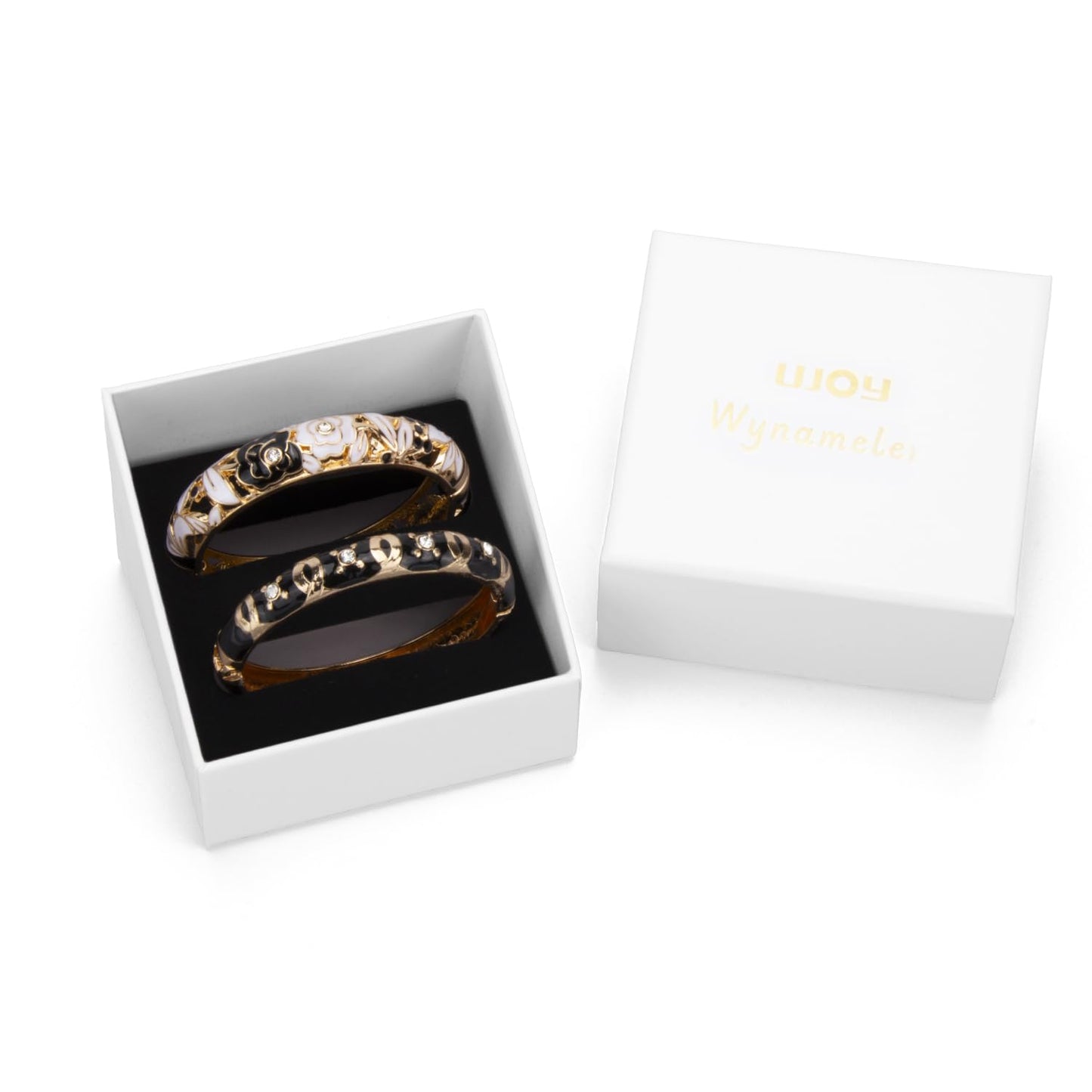 UJOY Womens Multi-Colors Cloisonne Bracelet Plated Flower Hollowed Enameled Hinged Cuff Bangles Jewelry Gift 88A10-88C09 Black