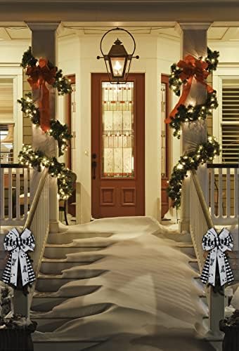 Hying Large Christmas Bow for Wreath, Christmas Wreath Bow Black and White Tree Topper Bows Buffalo Plaid Wreath Bow for Front Door Indoor Outdoor Wall Tree Topper Decoration Supplies Xmas Ornament