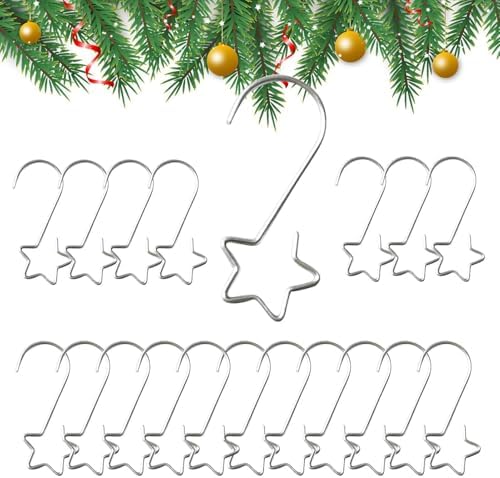 Star/S Shaped Ornament Hooks - Versatile 20-Count Pack for Holiday Decorating | Crafted from Steel Wire | Easy to Bend for Custom Angles | Reliable Hangers for Door, Wall, and Festive Party