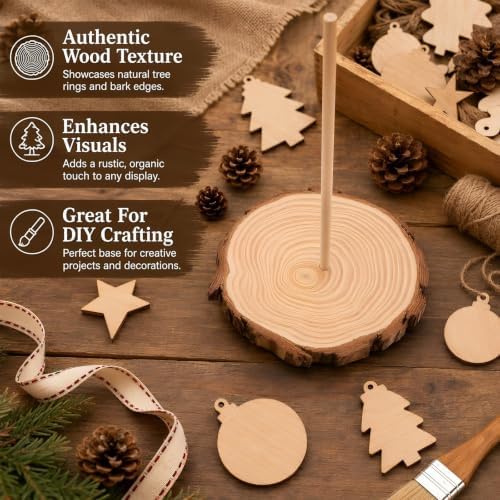Ipetboom 5pcs Mini Christmas Tree Stand, Natural Wood Base for DIY Tree