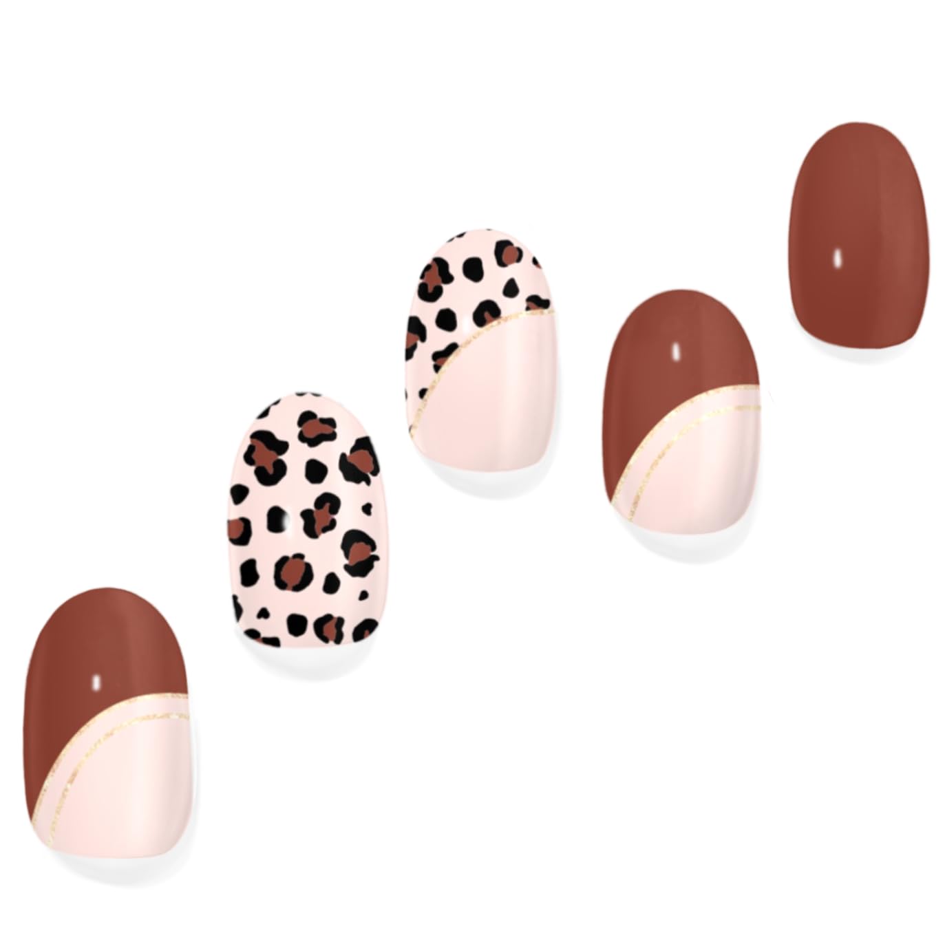 Semi Cured Gel Nail Strips with 30 Pieces – UV Gel Nail Stickers & Nail Wraps, Complete Manicure Kit Includes Prep Pads, Nail File and Wooden Stick, Easy Application, UV Light Required (Savanna Glaze)