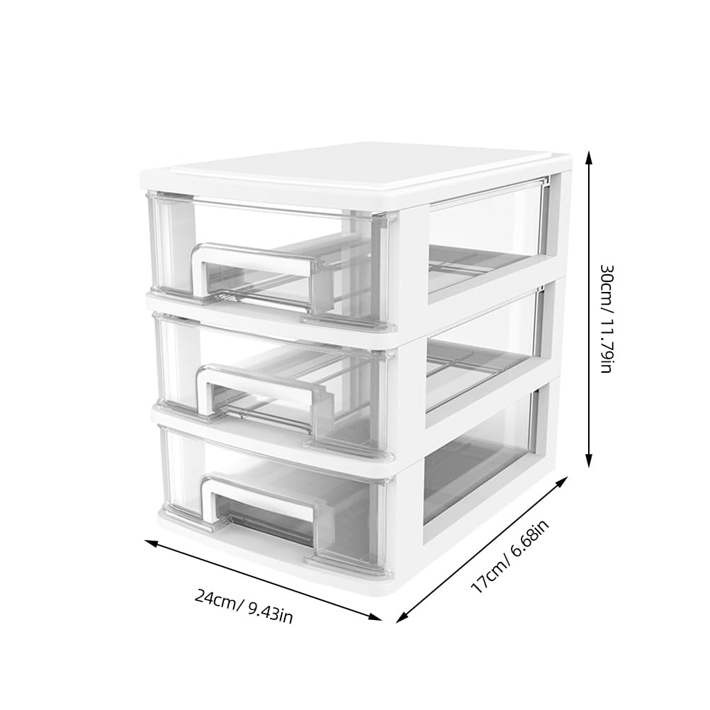 SAFIGLE 3-Layer Plastic Drawer Storage Box 11.81X9.44X6.69 Inch Portable Desktop Organizer Cabinet for Office Study Sundries Holder