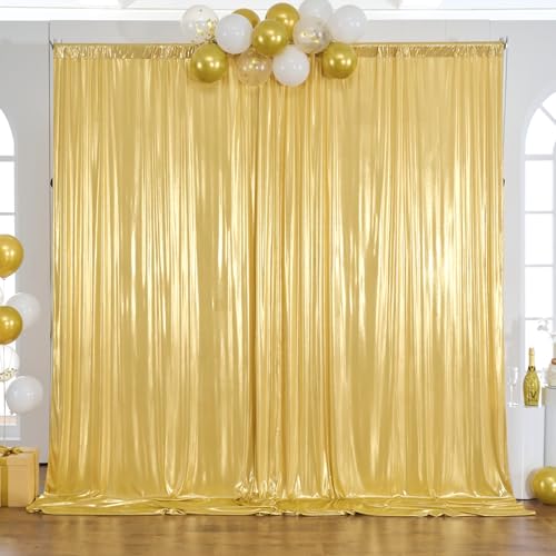 10x10ft Gold Backdrop Curtains Wedding Party Glitter Sequin Curtain Backdrop Fabric Shimmer Drapes Backdrop Bridal Baby Shower Birthday Christmas Photoshoot Background Photography 5x10FT,2 Panels - color: Gold, size: 10ft X 10ft(2 Panels 5ft X 10ft)