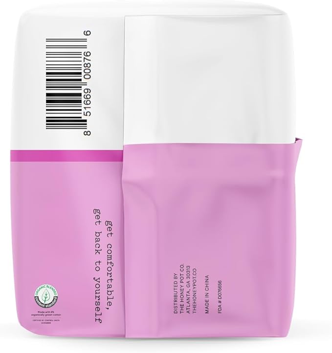 The Honey Pot Company - Sanitary Pads for Women - Non-Herbal Regular Flow w/Wings - Organic Cotton Cover & Ultra-Absorbent Pulp Core - Feminine Care - FSA & HSA Eligible - 20 ct