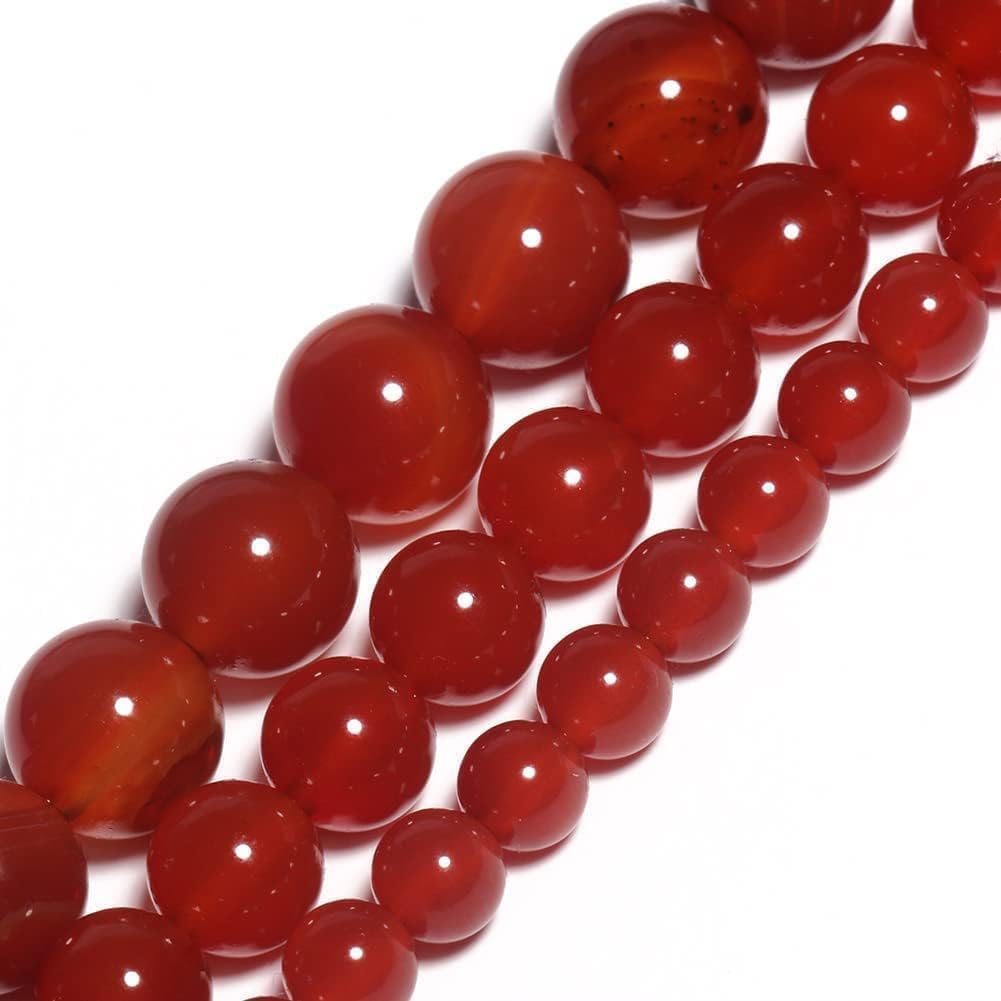 Yochus 45pcs Red Onyx Agate Beads,8mm Healing Power Natural Stone Round Loose Beads for Jewelry Making Earring Necklace DIY Crafts