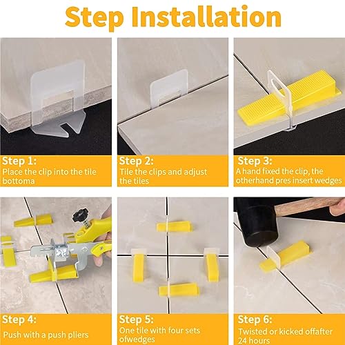 DGSL Tile Leveling System with Plier - 1200-Piece Spacers Clips and 300-Piece Reusable Wedges Tools Set for Stone Installation 1/16 Inch - size: 1/16 Inch * 1200 Spacers