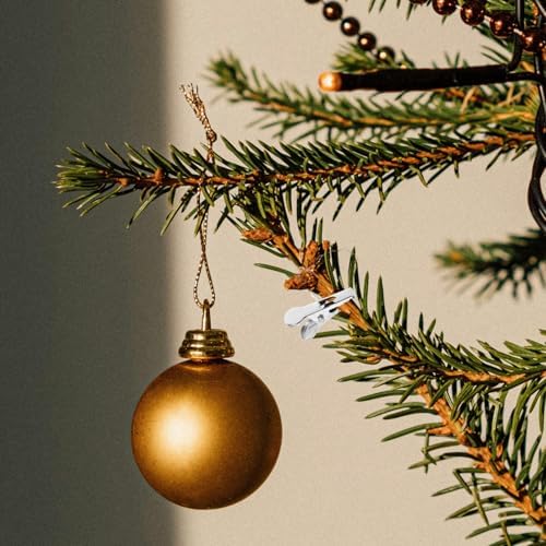 GANAZONO 100pcs Christmas Flower Ornament Clips with Firm Grip and Compact Iron Design, Silver Mini Alligator Clips for Christmas Tree, Wreath Decorations, and Home Gatherings