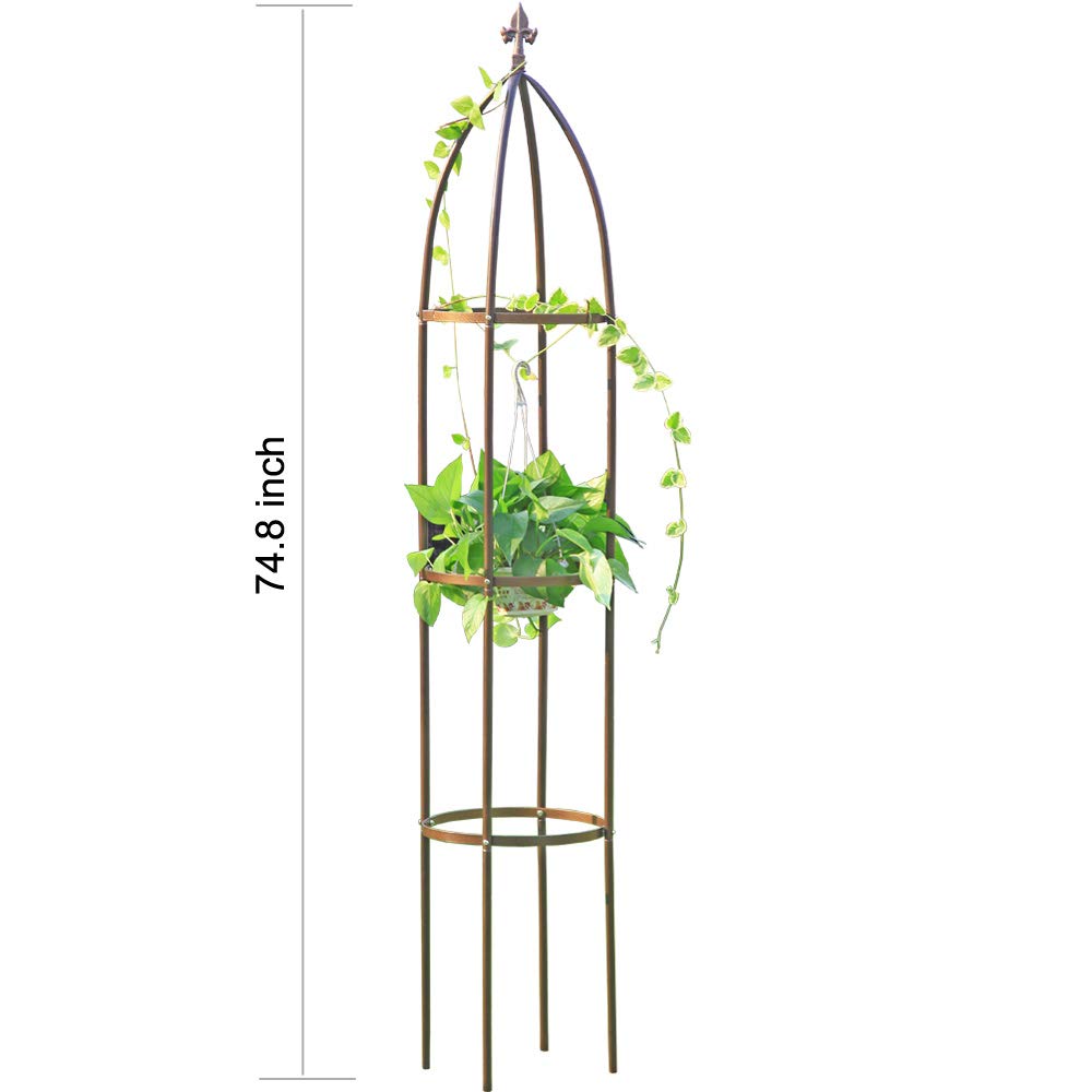 100% Metal Obelisk Garden Trellis 6.3 Feet Tall Sturdy Plant Support for Climbing Vines and Flowers Stands,1pc Upgrade (Bronze, Large)