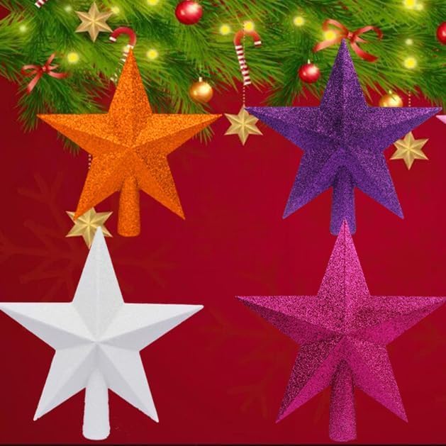 YYCRAFT 3 Inch Glitter Star Tree Topper Christmas Decoration-2 Pack,Purple