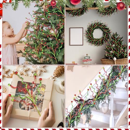 Norme 12 Pcs Christmas Tree Picks Elegant Style, 13.8" Red Green Glitter
