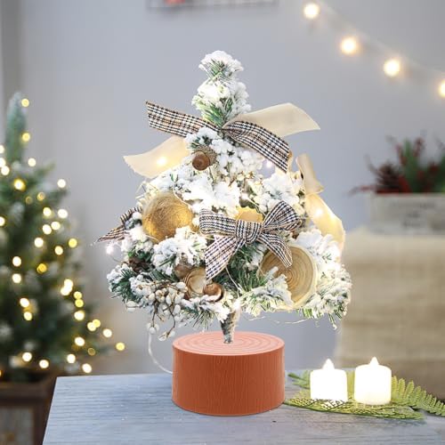 4pcs Mini Christmas Tree Stand Wood Stump Base for Tabletop Display