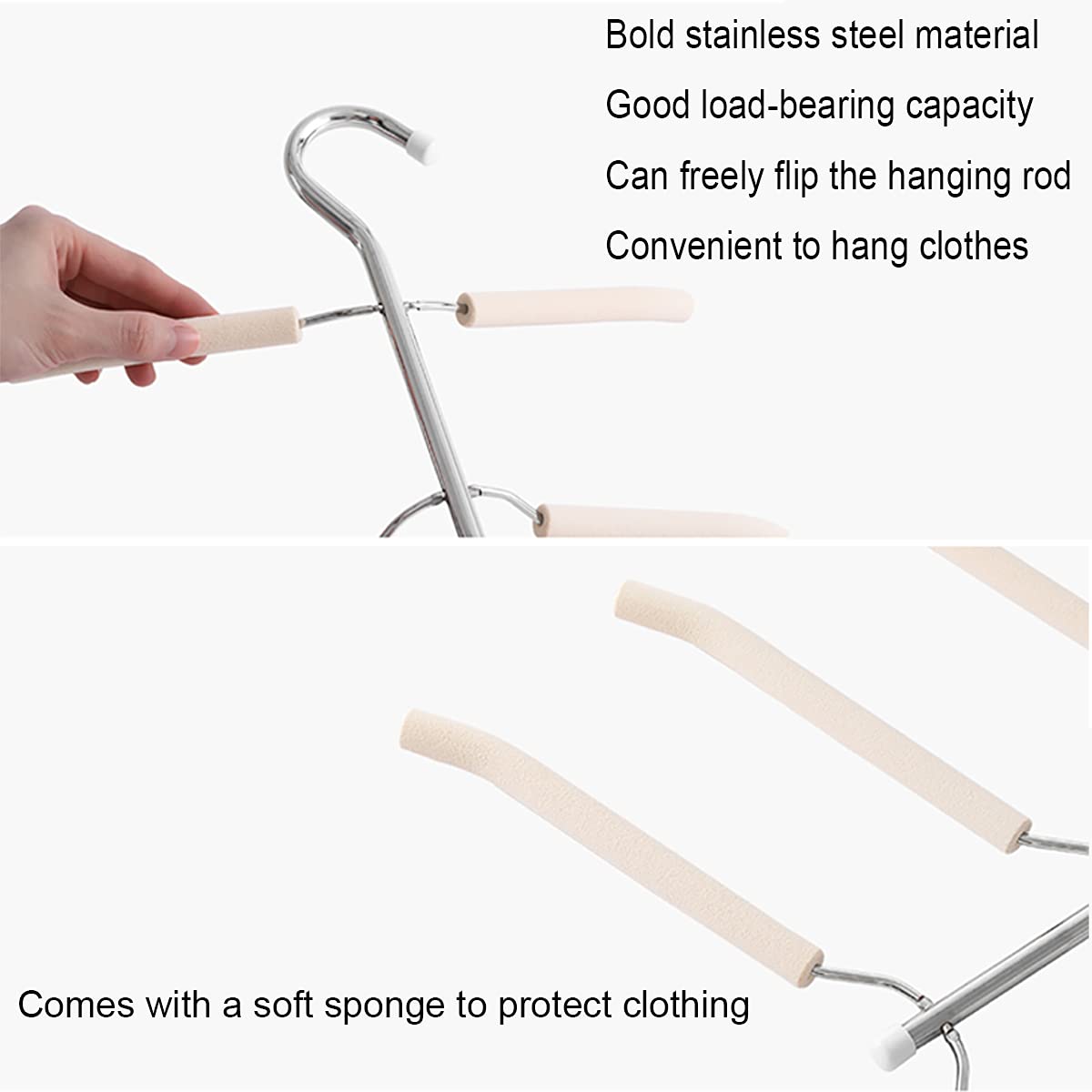 JFFLYIT Blouse Tree Hangers Multi-Layer Clothes Hangers 3 Pack 5 in 1 Non Slip Space Saving Closet Organizer Stainless Steel Shirt Hanger Coats Hangers(3 Pack)