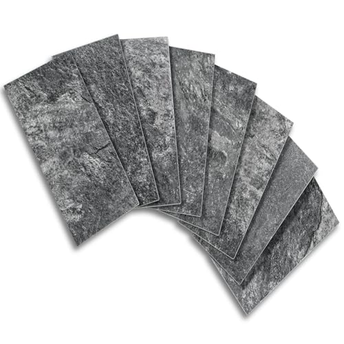 Vamos Tile 100 Pieces Peel and Stick Backsplash Tiles, 3" x 6" PVC Subway Tile, Black Slate Stick on Backsplash Tiles for Kitchen/Bathroom/Fireplace/Laundry/Camper - color: Black Slate