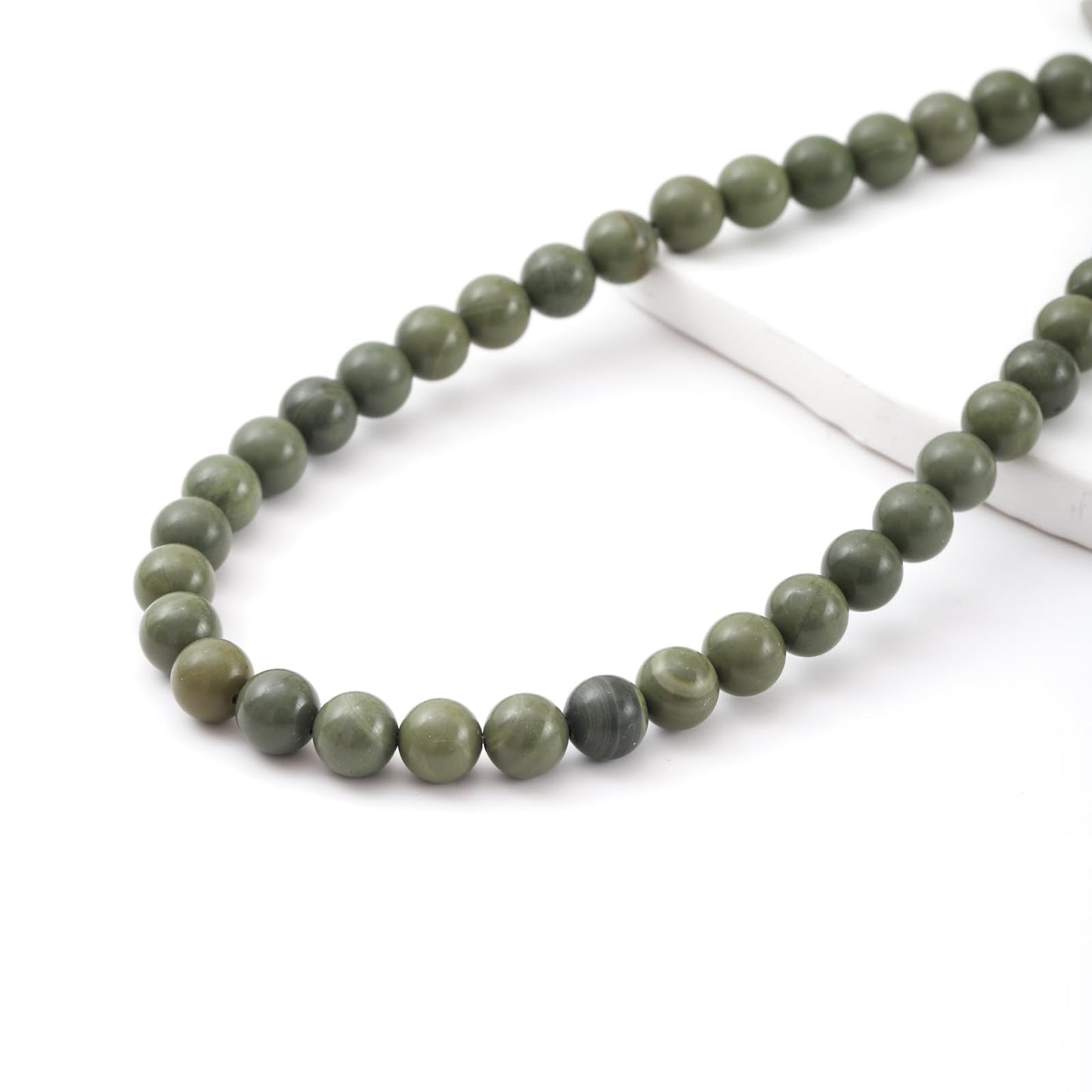 6mm 60pcs DIY Natural Green Tea Stone Beads Round Healing Crystal Gemstone Loose Beads for Jewelry Making Handmade Bracelet Necklace