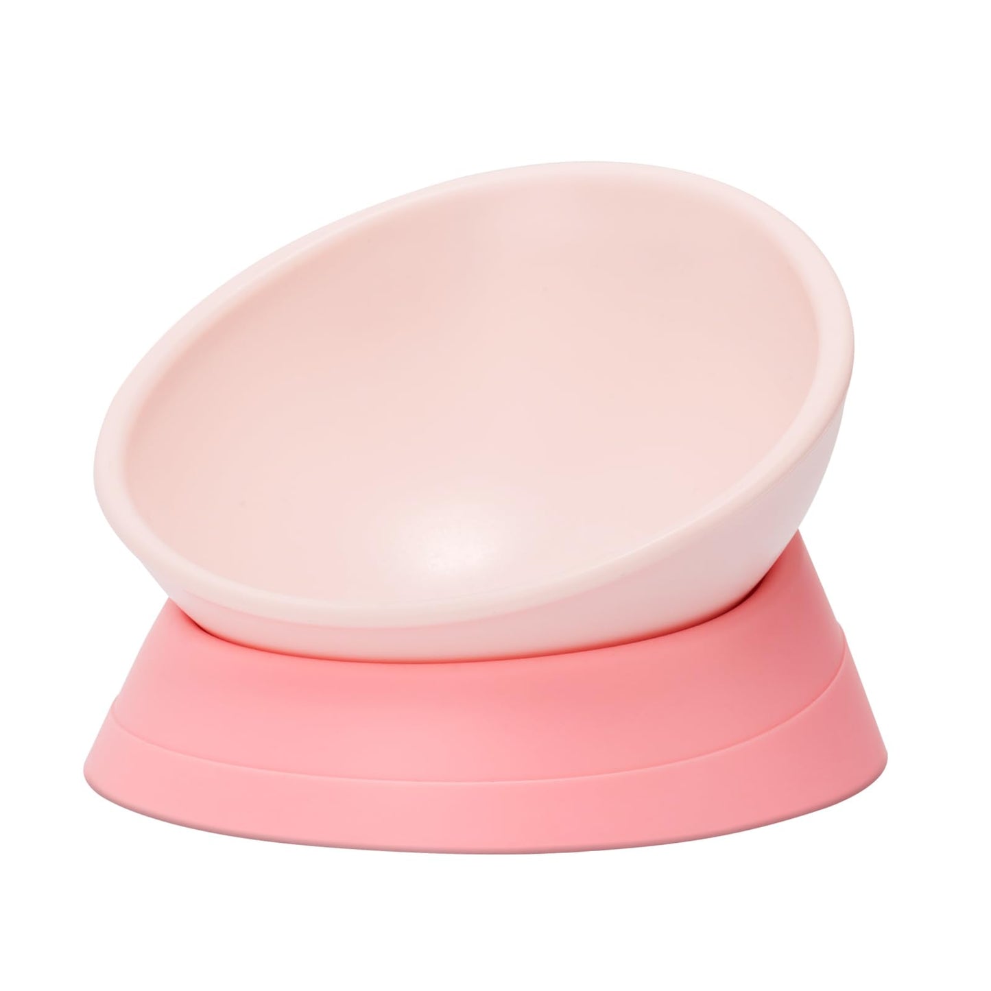 Tilted Angle Dog Bowls - Slanted Resin Dog Cat Food Bowl, Non-Slip Pet Feeder with Detachable Silicone Stand (Pink, L - 4 Cup)