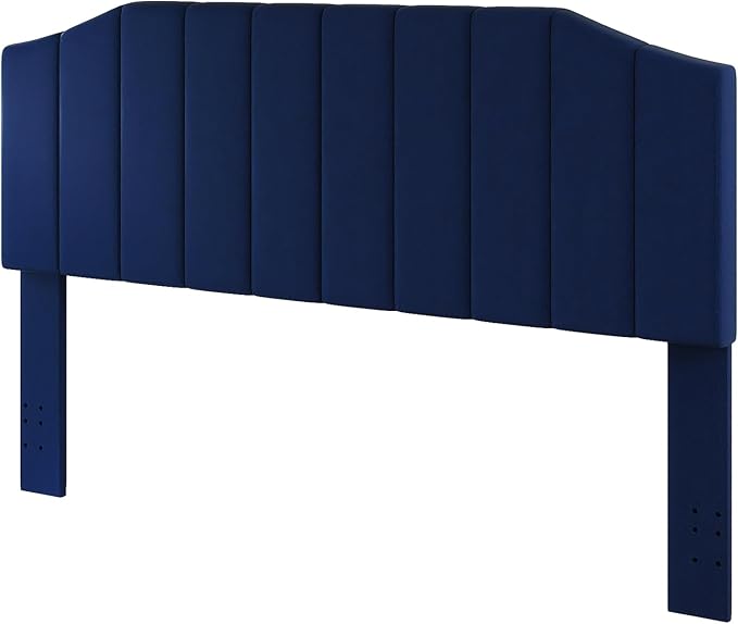 King Size Headboard Only, Velvet Upholstered Headboard King/California King Size Wall Mount and Bed Frame Mount, Featuring High-Density Sponge Padding Easy Assembly Comfort Style-Navy Blue