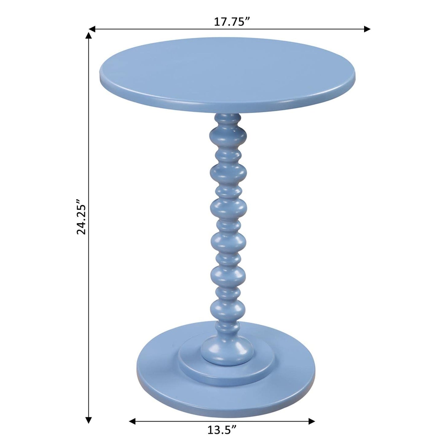 Convenience Concepts Palm Beach Spindle Table 17.75" -Traditional Solid Wood Round Side Accent, Display Pedestal for Transitional Living Room, Entryway, Hallway, or Bedroom, Blue