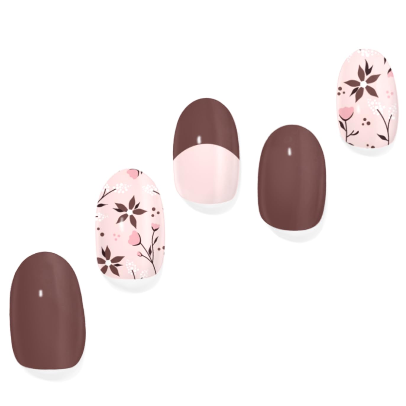 Semi Cured Gel Nail Strips with 30 Pieces – UV Gel Nail Stickers & Nail Wraps, Complete Manicure Kit Includes Prep Pads, Nail File and Wooden Stick, Easy Application, UV Light Required (Mocha Fleur)