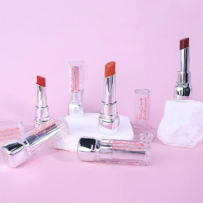 Plumper Moisturizing Butter Lipstick for Women, Natural Tinted Lip Balm Shine Nourishing Hydrating Lip Gloss Stain for Dry Lips, Lightweight Lip Liner Care Makeup, Vegan, 2Pc Pale Nude & Orange