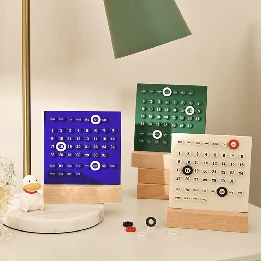 Comihome Wooden 2026 Desk Calendar - Perpetual Planner Calendar with DIY event stickers - Unique Gifts,Month Date Display, Decorations for Home,Office, Desk Accessories Aesthetic, Cute Desk Decor (Violet)