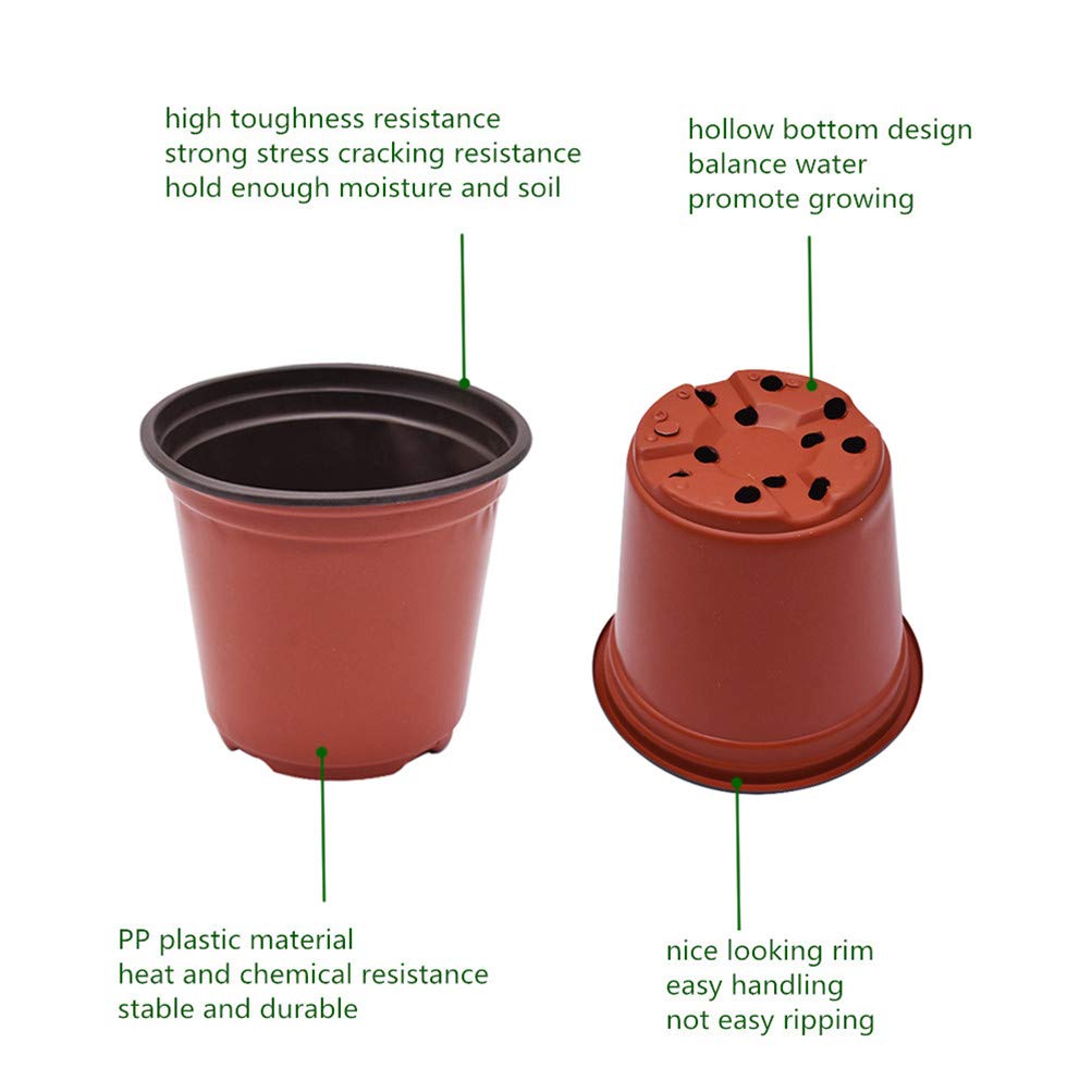 labworkauto 5.3" Seedling Pots Plastic Plant Pots Seedling Cups Nursery Pots Plant Container Replacement for Seeds Germination, Seedlings Growing, Succulents Planting, Seeds Starting 100 Pcs