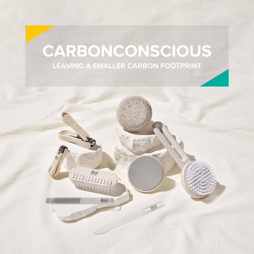 Rui Smiths CarbonConscious Nail Cleaning Brush with 2-Sided Bristles for Manicure and Pedicure Grooming | Made with Wheat Straw Bioplastic