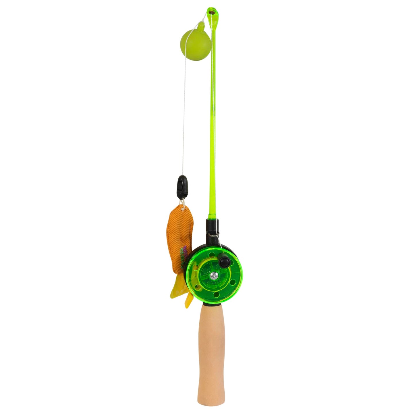 Mad Cat Go Fish Light Up Wand Teaser Cat Toy with Catnip & Silvervine Pack of 1 | Interactive Light-Up Fishing Wand for Chasing, Jumping & Exercise
