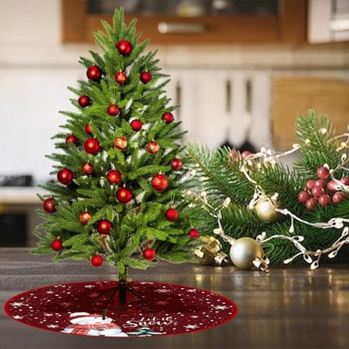 15 Inch Mini Fall Tree Skirt Reversible Thanksgiving/Christmas Double Sided Print Mat for Home Tabletop Trees Holiday Decoration