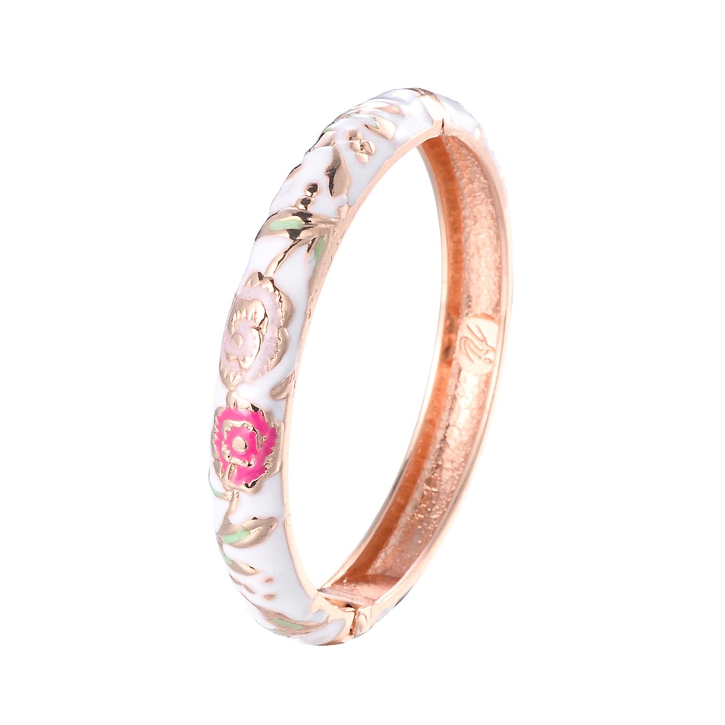 UJOY Bangles 5 Pcs Enamel Jewelry Set Rose Flower Engraved Cloisonne Bracelets Pack in a Box 5PCS Blue White