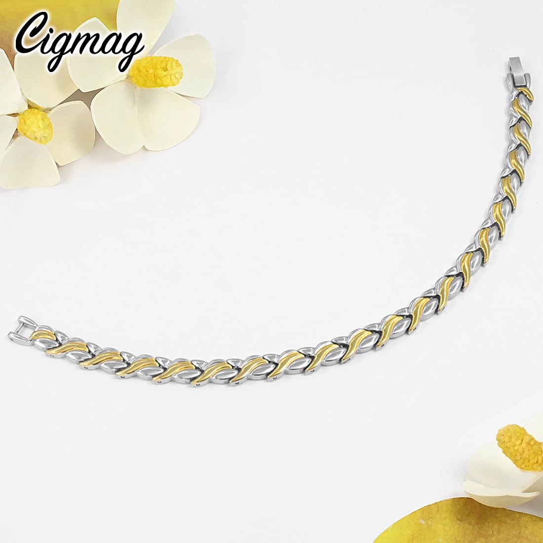 Cigmag Magnetic Bracelets for Women, Titanium Steel Premium Ultra Strength Magnets,Waterproof and Adjustable