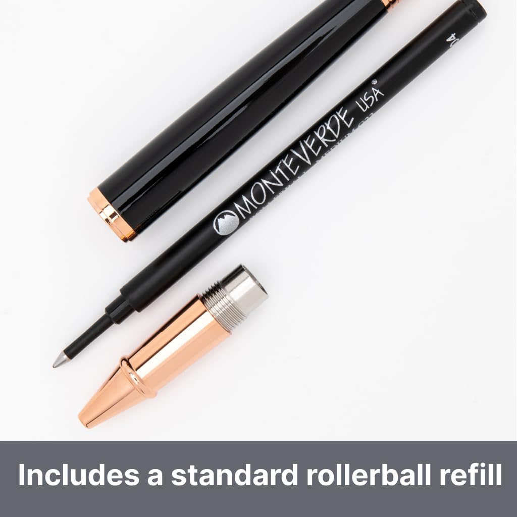 Monteverde USA Impressa 3+2 Piece Set (Fountain, Rollerball, Ball Pen) | Black/Rosegold | Omniflex Nib | Large Luxury Gift Box with Free Ink & Gel Refill