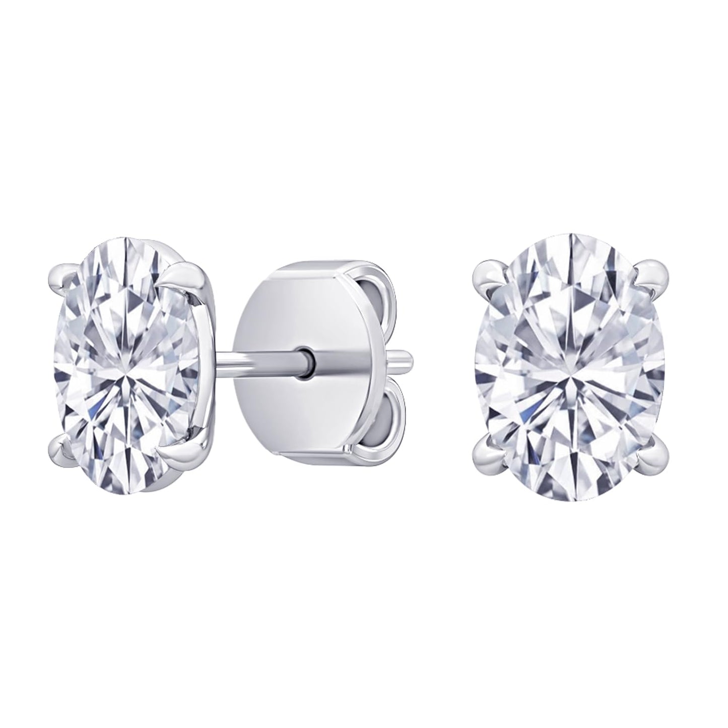 14K White Gold 0.5 Carat Oval Shape LAB GROWN Diamond IGI Certified Stud Earrings for women 4 Prong Push Back (E/F Color VS2/SI1 CLARITY)