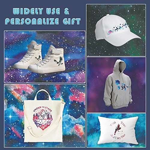 Tintnut Galaxy Heat Transfer Vinyl - 10 Sheets Bundle 10x12 Inch Stardust Starry Sky Background HTV Iron on Vinyl Watercolor Clouds Patterned for DIY T-Shirts Hats Coats Handbags Pillow Crafts - color: Galaxy-10