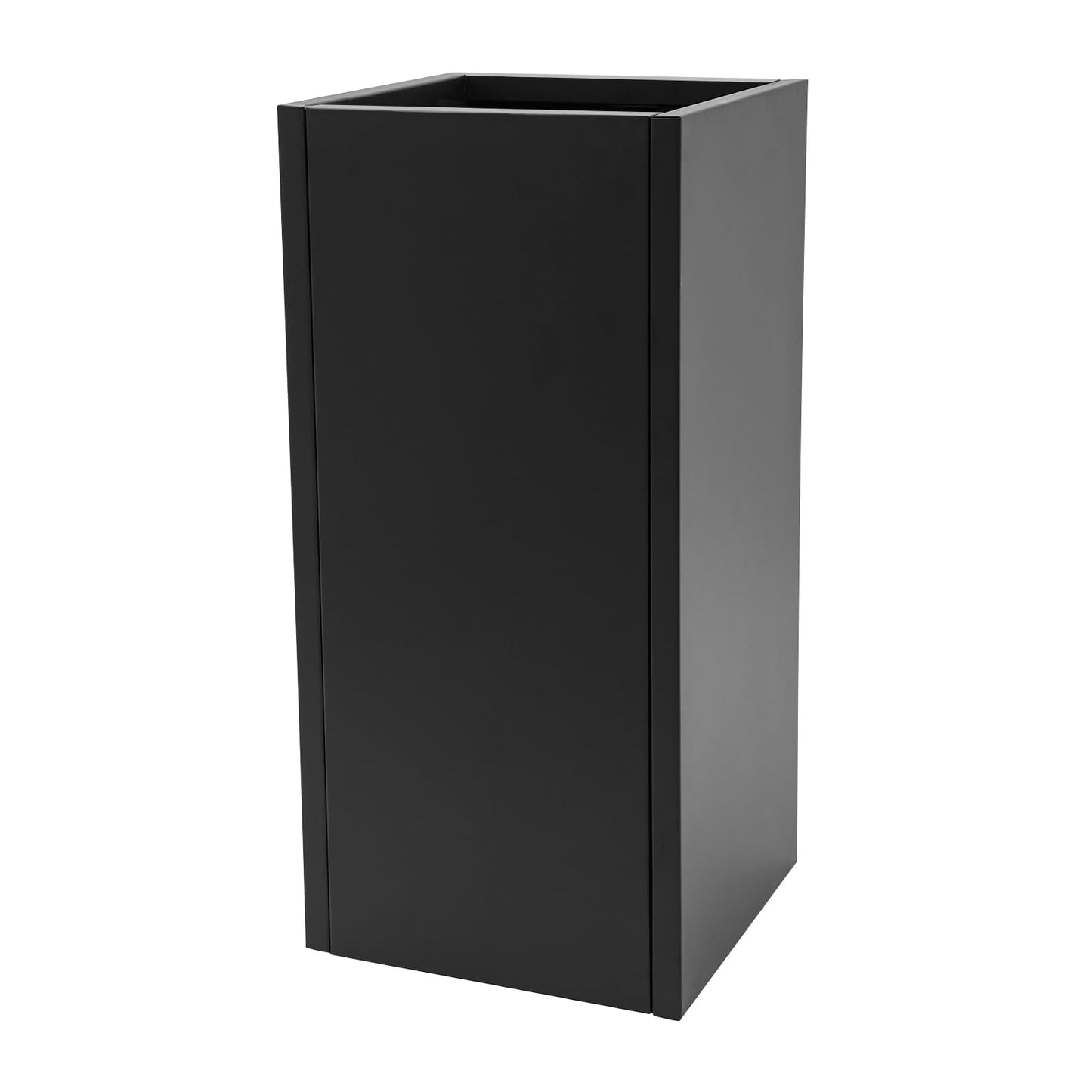 CheriMuMu Tall Outdoor/Indoor Planter Box, 14" L x 14" W x 30" H Heavy Duty Rectangular Large Flowerpot with Removable Shelf, Modern Column Metal Planter Box for Front Porch Patio, Black, 1 Pack