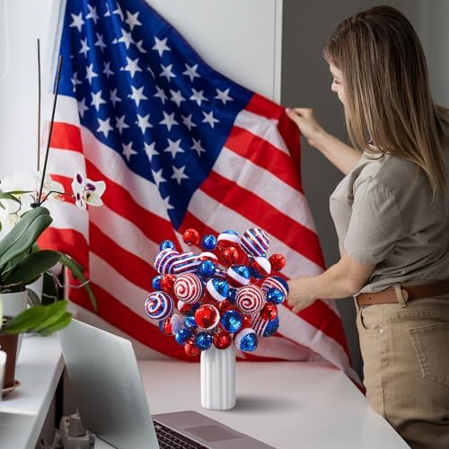 Hiboom 40 Set Christmas Sequins Ball Picks Decoration,Red, White,Blue