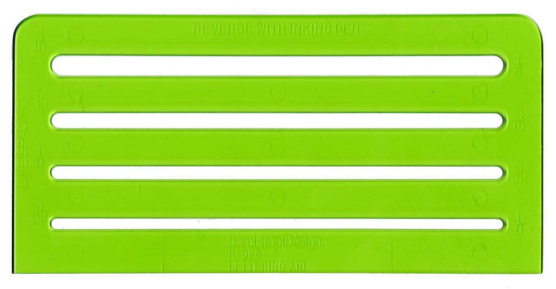 Rapidesign Lettering Aid Template, 1/8, 5/32, 3/16, 1/4 Inch Sizes, 1 Each (R925),Green