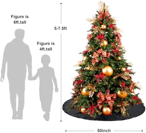 Poise3EHome Black Christmas Tree Skirt, 50 Inch Sequin Tree Skirt